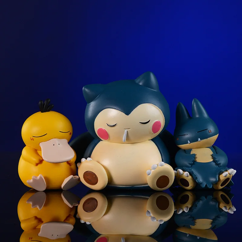Cartoon Pokemon Figures Toys Kawaii Snorlax Psyduck Model Cute Pokemon Sleep GK - £17.58 GBP