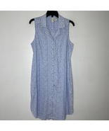 Joie Button Front Shirt Midi Dress M Blue White Floral Sleeveless Lightw... - $35.00