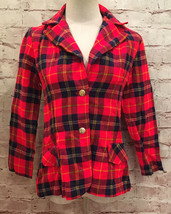 Vintage Plaid Russ Girl Teen Girls 14 Blazer Jacket USA Red Plaid 60’s/70’s - £21.90 GBP