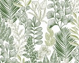 Peel And Stick Wallpaper: 16 Points 1&quot; By 118&quot;; Green Leaf Floral Self-A... - $41.98
