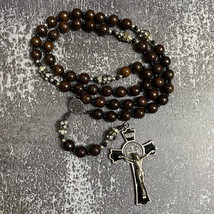 Beautiful Catholic Rosary in stunning black, Wood Bead rosary, Pardon Crucifix - £29.40 GBP