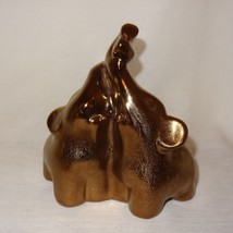 Elephant Figurine Gold color  6&quot; Ceramic Trunks Twisted Together - £13.46 GBP