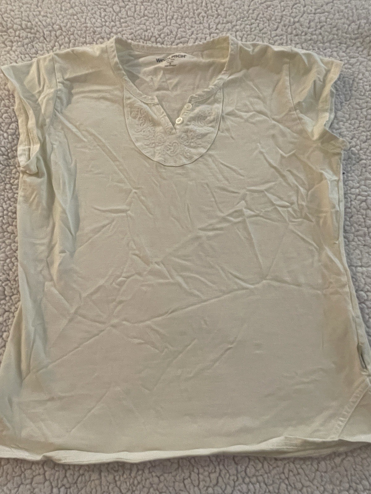 Woolrich Shirt Womens Medium Short Sleeve White Casual Lightweight - $14.00