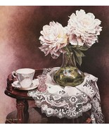 Jacqueline Gnott Art ~Still Life with Peonies and Lace~Hand Signed/ Numb... - $118.09 CAD