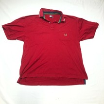 Vintage Tommy Hilfiger Polo Shirt Mens M Red Collared Crest Logo Short S... - $13.09