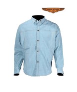 Men's Blue Leather Shirt With Look Of Denim available in 8 Chest sizes 36 to 62" - $54.40 - $74.20