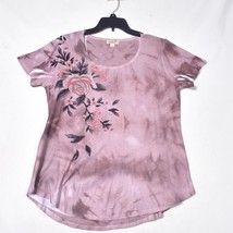 One World Live and Let Live Tie Dye Floral Top Size Large Short Sleeve - £14.43 GBP