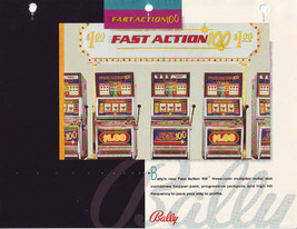 Bally Gaming Fast Action 100 C ASIN O Slot Machine Flyer Vintage Promo Art - £14.48 GBP