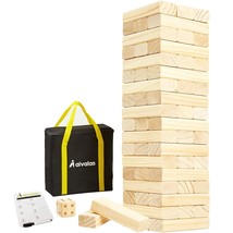 56 Pcs Giant Tumble Tower, Wooden Stacking Block Game With Scoreboard&Carrying B - £56.05 GBP