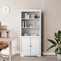 Modern French Style Large Tall Wooden Pine Wood Bookcase Storage Cabinet... - $294.77+