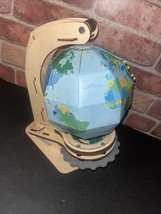 Unique Rotating Mechanical Globe Earth | Laser Cut Wood &amp; Paper | PRE-ASSEMBLED - $23.38