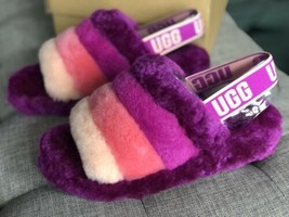 Women&#39;s UGG FLUFF YEAH SLIDE Sheepskin Slippers 1097169 BERRYLICIOUS MUL... - $89.99