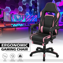 Pink[Lumbar Support+Footrest]Gaming Racing Chair Ergonomic Recliner Offi... - £216.67 GBP