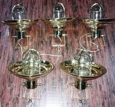 Nautical Ship Marine New Solid Brass Hanging Cargo Pendant Light with Shade 5Pcs - £456.06 GBP