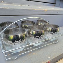 Dorothy Thorpe Mid Century Silver Fade Floral Embossed Roly Poly Glasses... - $49.00