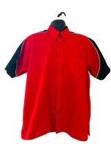 Formula Racing Red Black Men’s Short Sleeve Button Down Shirt Size L VTD - £16.53 GBP
