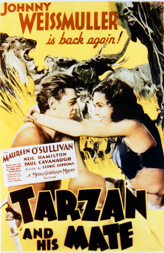 Johnny Weissmuller and Maureen O'Sullivan in Tarzan and His Mate 16x20 Canvas - $69.99