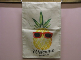 Welcome Summer Pineapple Burlap Garden Flag - £3.24 GBP