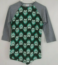 Lularoe Randy 3/4 Gray Sleeve Black Shirt With Vampire Dracula Design Sz... - $9.38