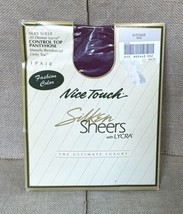 Vintage NIce Touch Silken Sheers w Lycra Wine Pantyhose Size Average Con... - $13.86