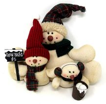 Snow Family Snowman Plush 3 Figures Snowballs 12 inch Red Green US Selle... - $14.78