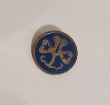 Vintage Girl Scouts Guides WAGGGS Embossed Blue Enamel Pin Trefoil - $9.69