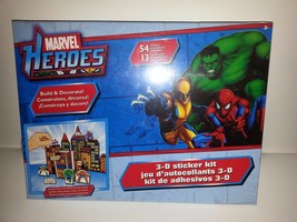 MARVEL HEROES 3-D STICKER KIT W/ 54 STICKERS &amp; 13 PUNCH OUT-NEW - £11.72 GBP