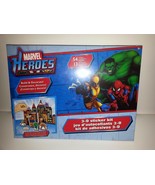 MARVEL HEROES 3-D STICKER KIT W/ 54 STICKERS &amp; 13 PUNCH OUT-NEW - £11.94 GBP