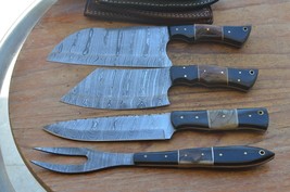 damascus hand forged hunting/kitchen sheaf knives set From The Eagle Col... - £108.60 GBP