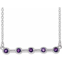 Sterling Silver Amethyst 16 Inch Bar Necklace - £176.13 GBP