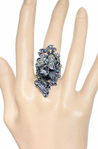 Dark Gray Rhinestones Delicate Fun Party Casual Chic Butterfly Stretching Ring - £11.58 GBP
