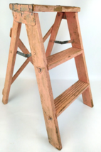 Vintage Painted Pink Wood Folding Step Ladder Rustic Plant Stand Photo P... - $123.74