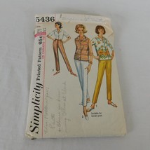 Simplicity 5436 Womens Sewing Pattern Slim Taper Pants Blouse Top Size 14 CUT - £3.99 GBP