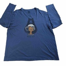 Life Is Good Shirt Men&#39;s 2XL Blue Beer Hug Print Long Sleeve Smooth Tee ... - $14.84