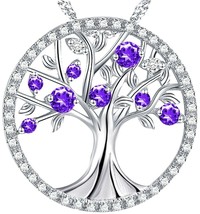 Birthstone Amethyst Gemstone Necklace Gifts For Women The Tree Of Life Love For - £86.12 GBP