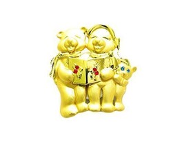 Danecraft Gold - Plated Christmas Caroling Bears Pin Brooch - £7.87 GBP