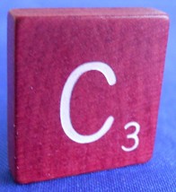 Scrabble Tiles Replacement Letter C Maroon Burgundy Wooden Craft Game Part Piece - £0.96 GBP