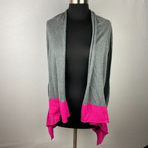 Express Cardigan Womens s Gray Pink Open Front Asymmetrical Pretty Sweat... - £34.80 GBP