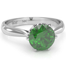 Crown Setting Lab-Created Emerald Engagement Ring In 14k White Gold - £360.02 GBP