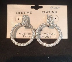 Swarovski Crystal Dangling 1&quot; Hoop Earrings - £7.14 GBP