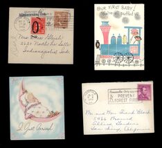1945 &amp; 1960 BIRTH ANNOUNCEMENT with Envelope Stamps 1-1/2c - 3c Postage ... - $5.69