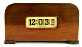 Tele-Vision Clock Corp 1951 Wooden Digital Wheel Flip Clock - $69.30