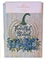 Pumpkin Table Runner Thankful and Blessed Tapestry 13x72&quot; Fall Thanksgiv... - $36.14