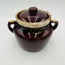 McCoy Pottery Bean Pot Brown Drip Glaze Lidded Handled #341 Vintage USA - £47.69 GBP