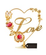 24k Gold Plated Love Table Top Ornament w/ Red and Pink Crystals by Matashi - $323.42 MXN