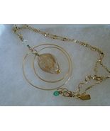 Vintage Tear Drop Crystal Pedant Necklace Gold Tone Good Condition Ship ... - $9.99