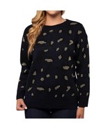 Kendall + Kylie Leopard Print Shimmer Acrylic Crew Neck Sweater Medium - £9.13 GBP