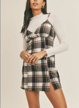 NWT Sage The Label Flannel Plaid Mini “Canyon” Dress Size Medium - £16.07 GBP