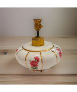 Antique An Irice Porcelain Hand Painted Mauve Flowers Perfume Bottle Ato... - $18.99