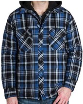 BC Clothing Men&#39;s Quilted Flannel Hooded Jacket, BLUE, S - $45.53
